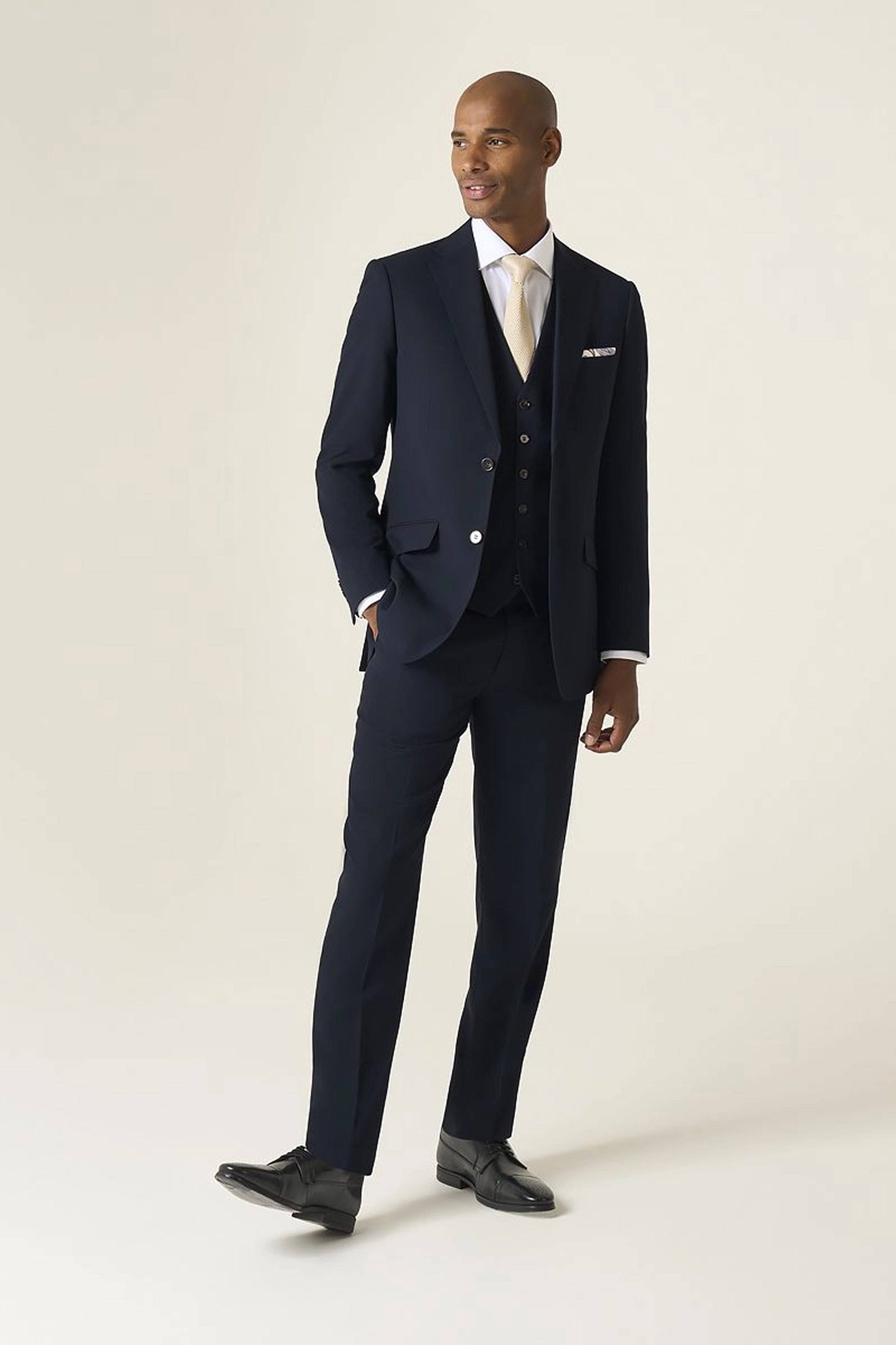 Harcourt Navy Ink Tweed Effect 3 Piece Suit