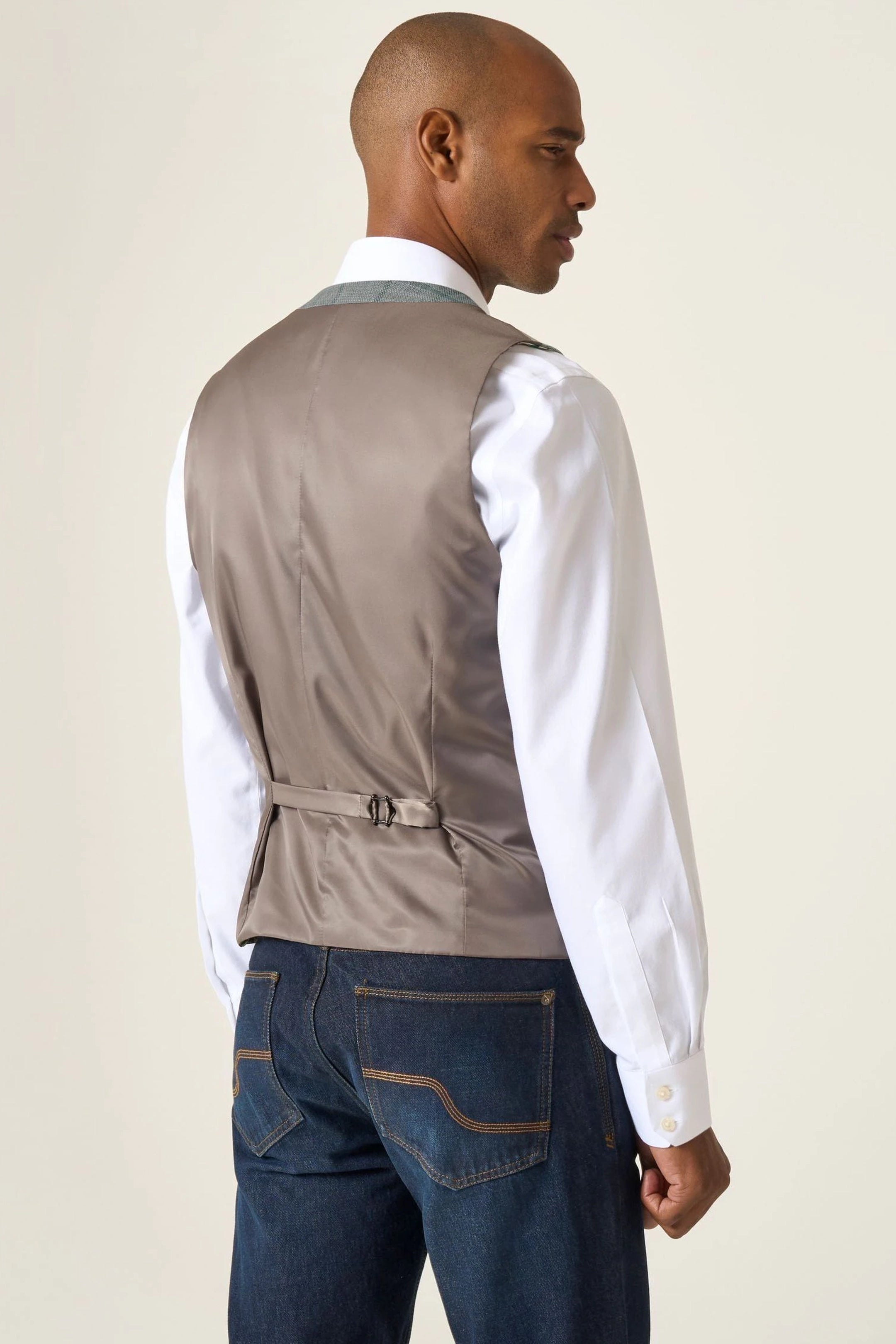 Valetta Grey-Green Check Waistcoat