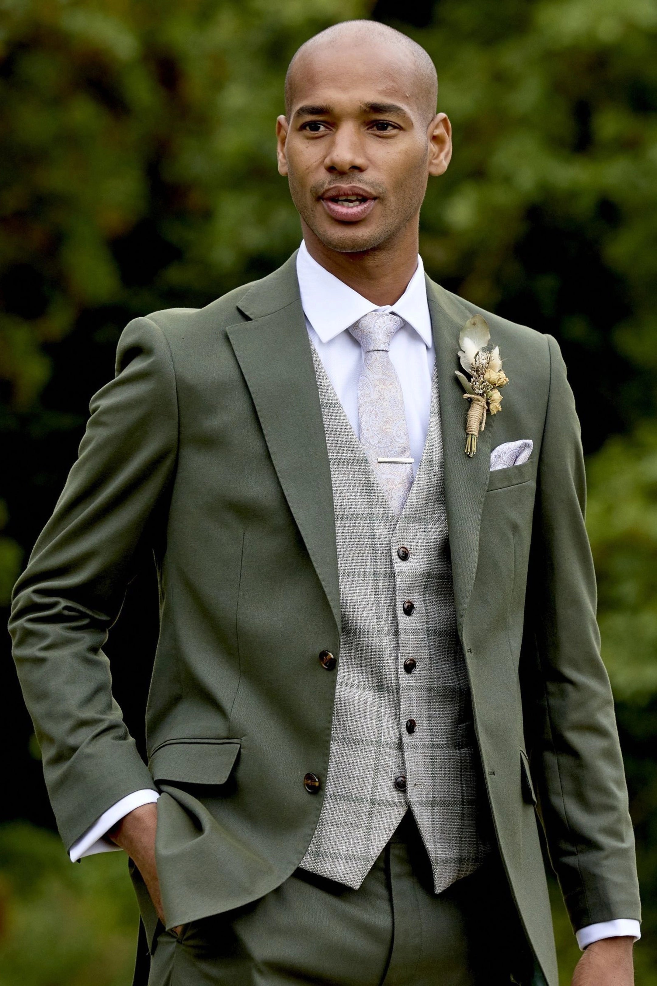 Valetta Grey-Green Check Waistcoat