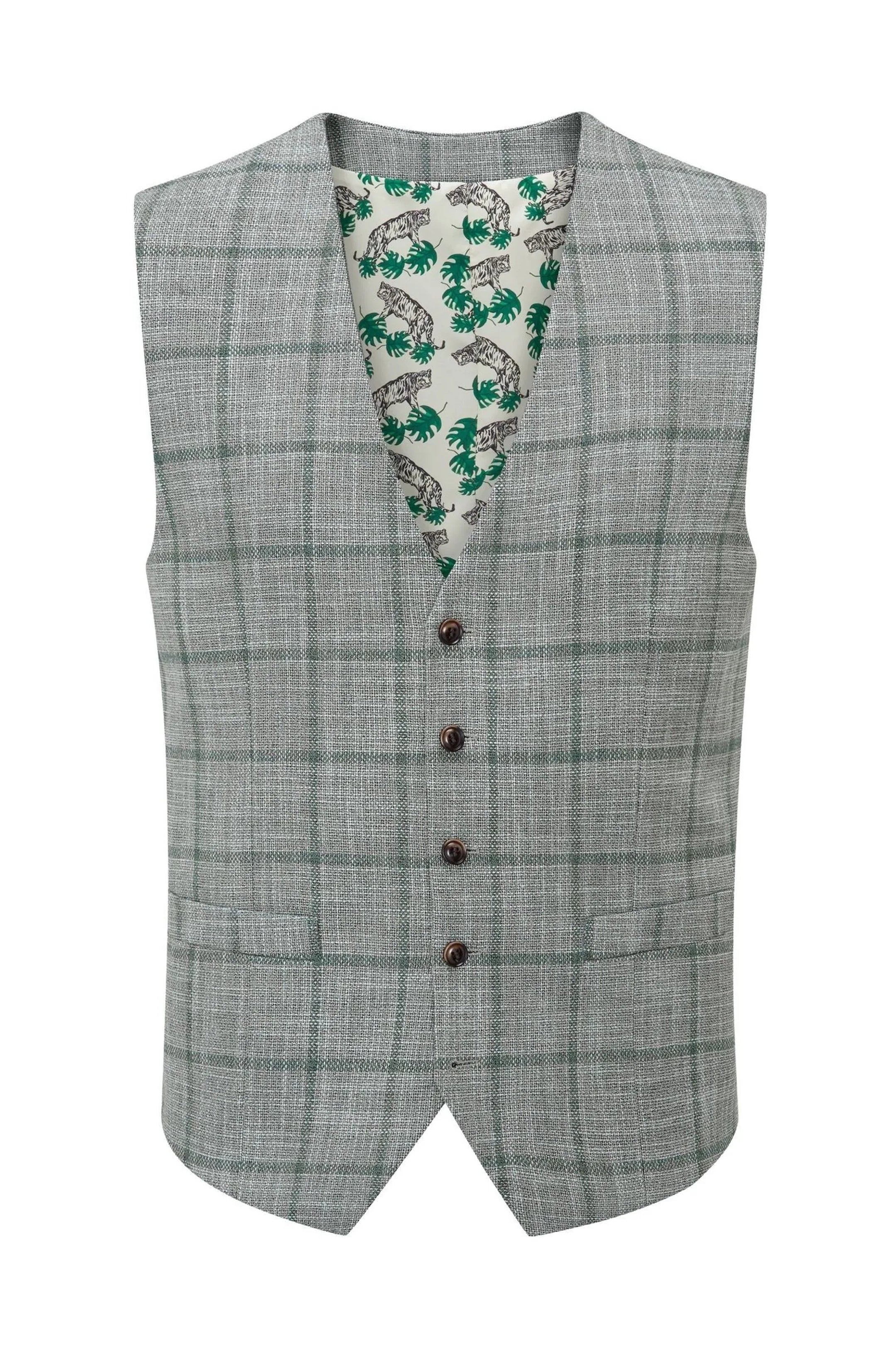 Valetta Grey-Green Check Waistcoat