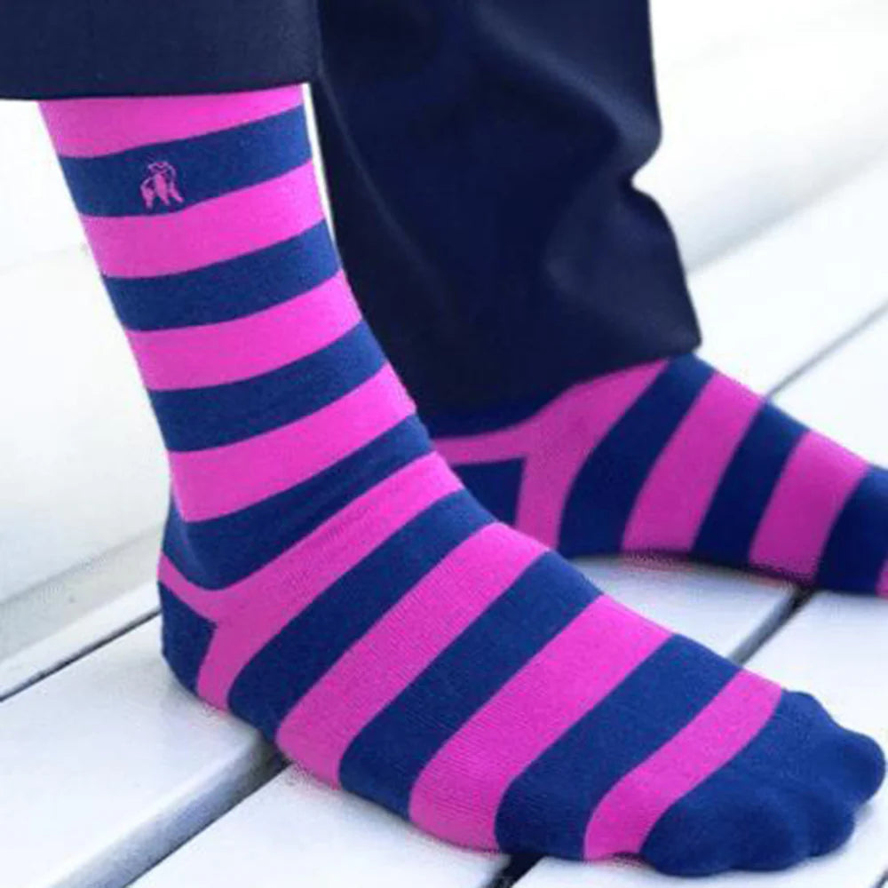 Swole Panda SP088 Rich Pink Striped Bamboo Socks