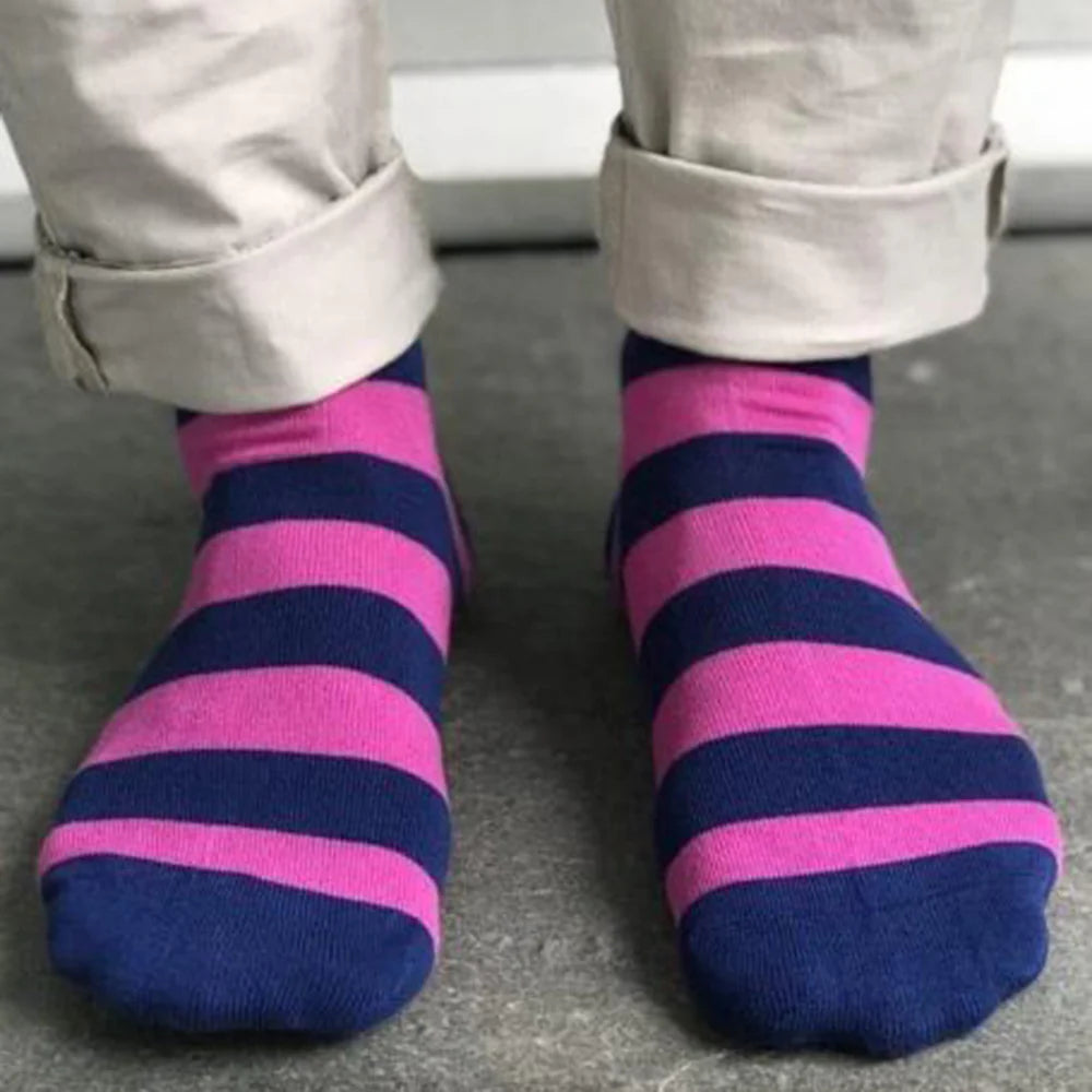 Swole Panda SP088 Rich Pink Striped Bamboo Socks