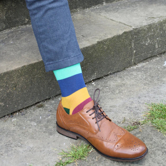 Swole Panda SP302 Multi Coloured Block Stripe Bamboo Socks