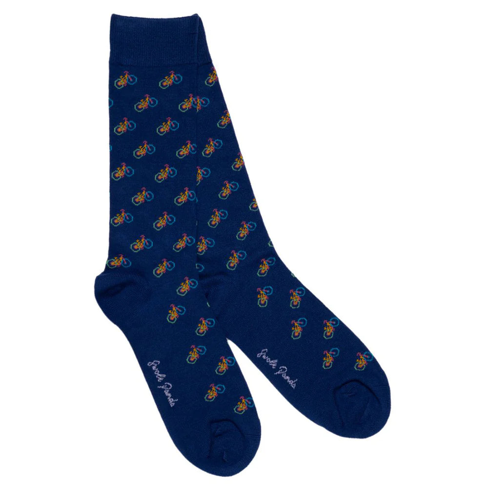 Swole Panda SP328 Blue Bicycle Bamboo Socks