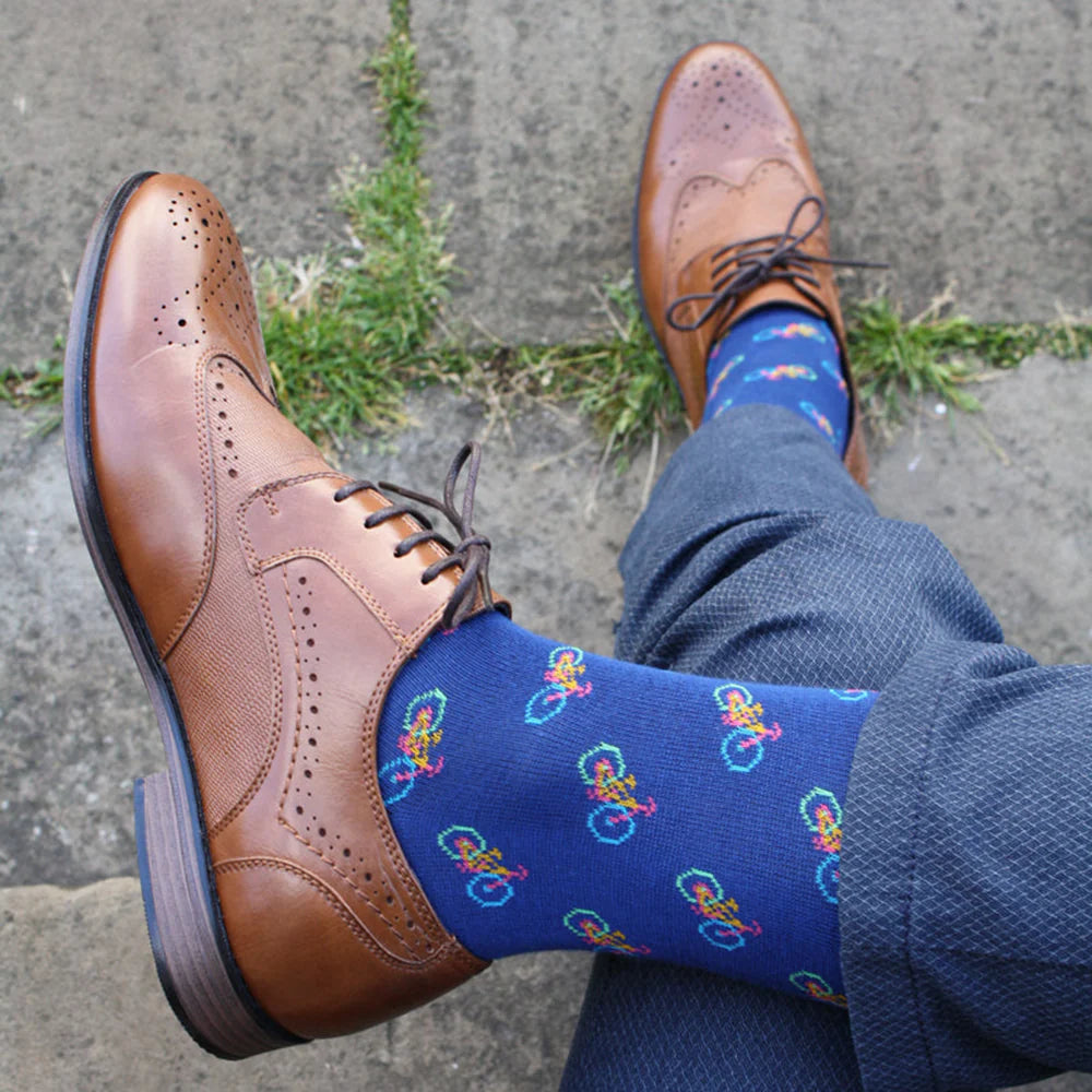 Swole Panda SP328 Blue Bicycle Bamboo Socks