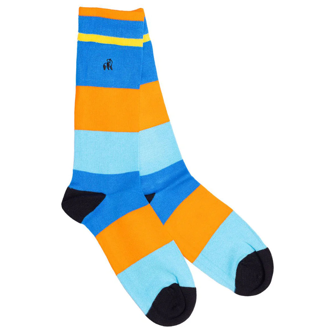 Swole Panda SP451  Orange & Blue Striped Bamboo Socks