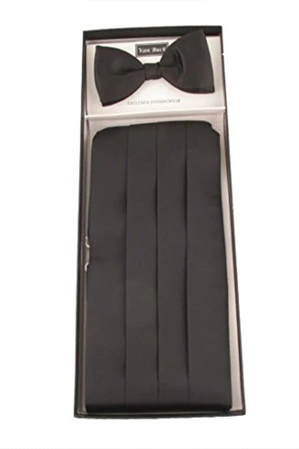 Black Satin Cummerbund and Bow Tie Set