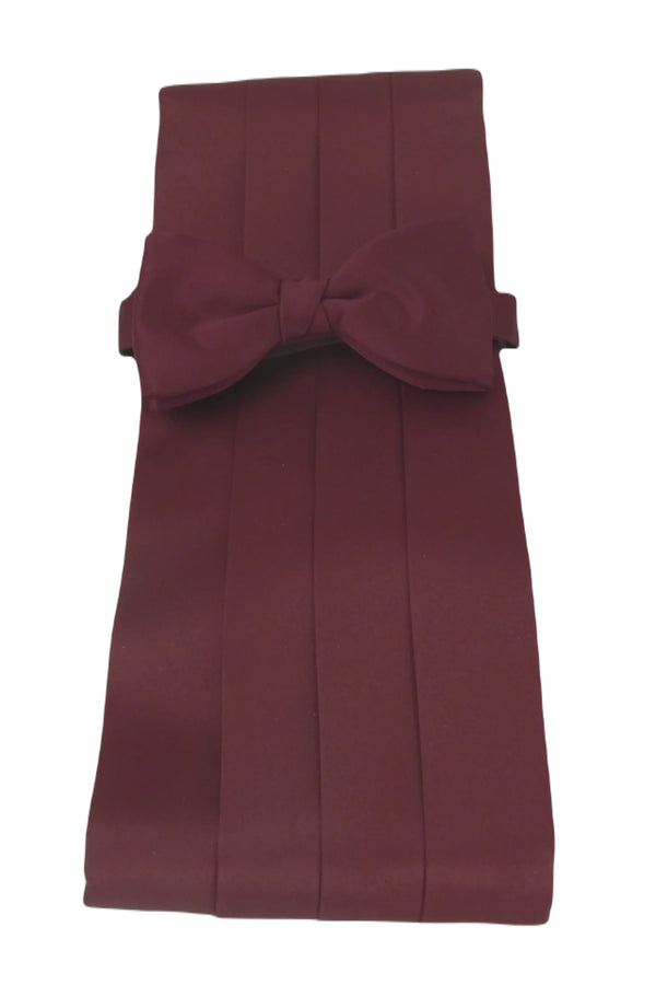 Burgundy Plain Satin Cummerbund & Bow Set