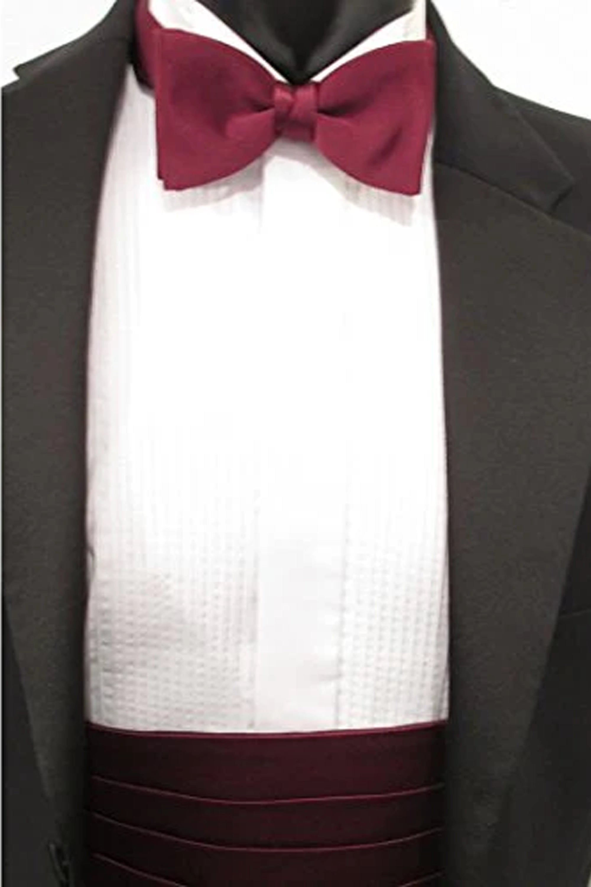 Burgundy Plain Satin Cummerbund & Bow Set