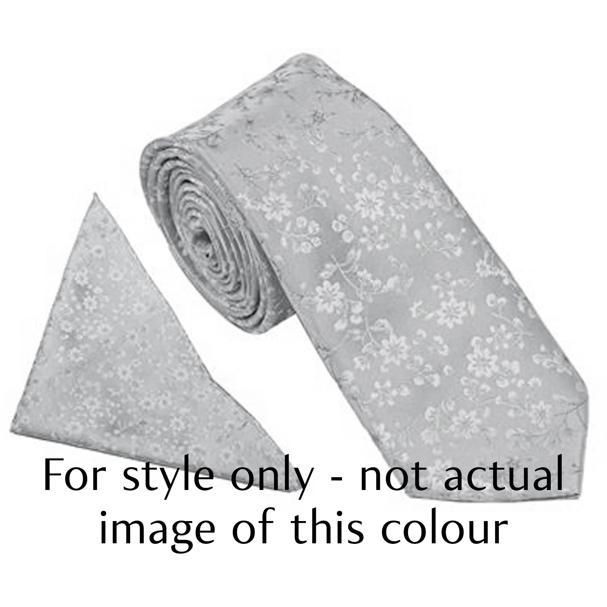 Silver/Pink Floral Blossom Tie and Pocket Square Set