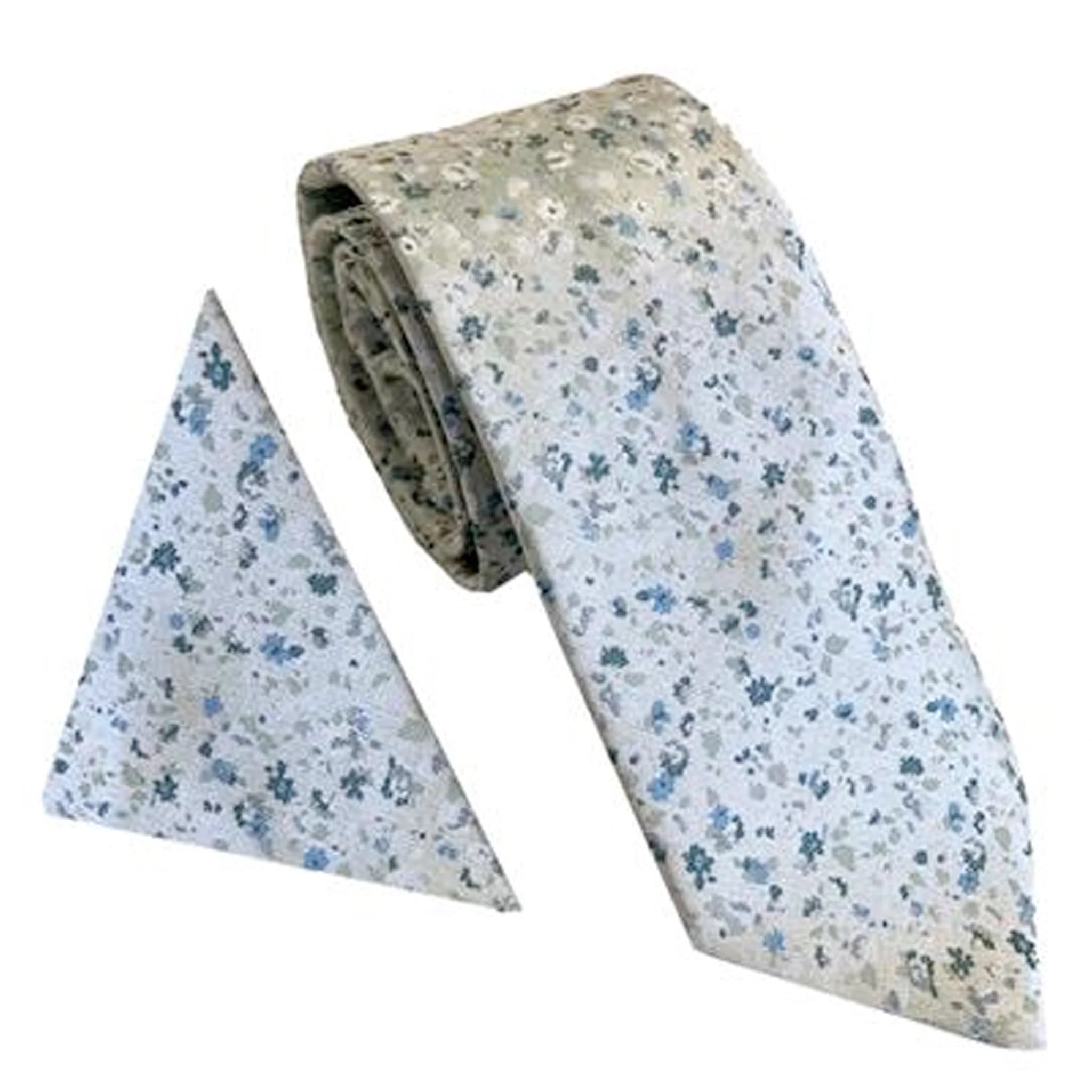 Mint Green Mini Floral Tie and Pocket Square Set