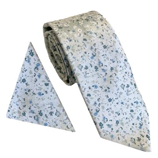 Mint Green Mini Floral Tie and Pocket Square Set